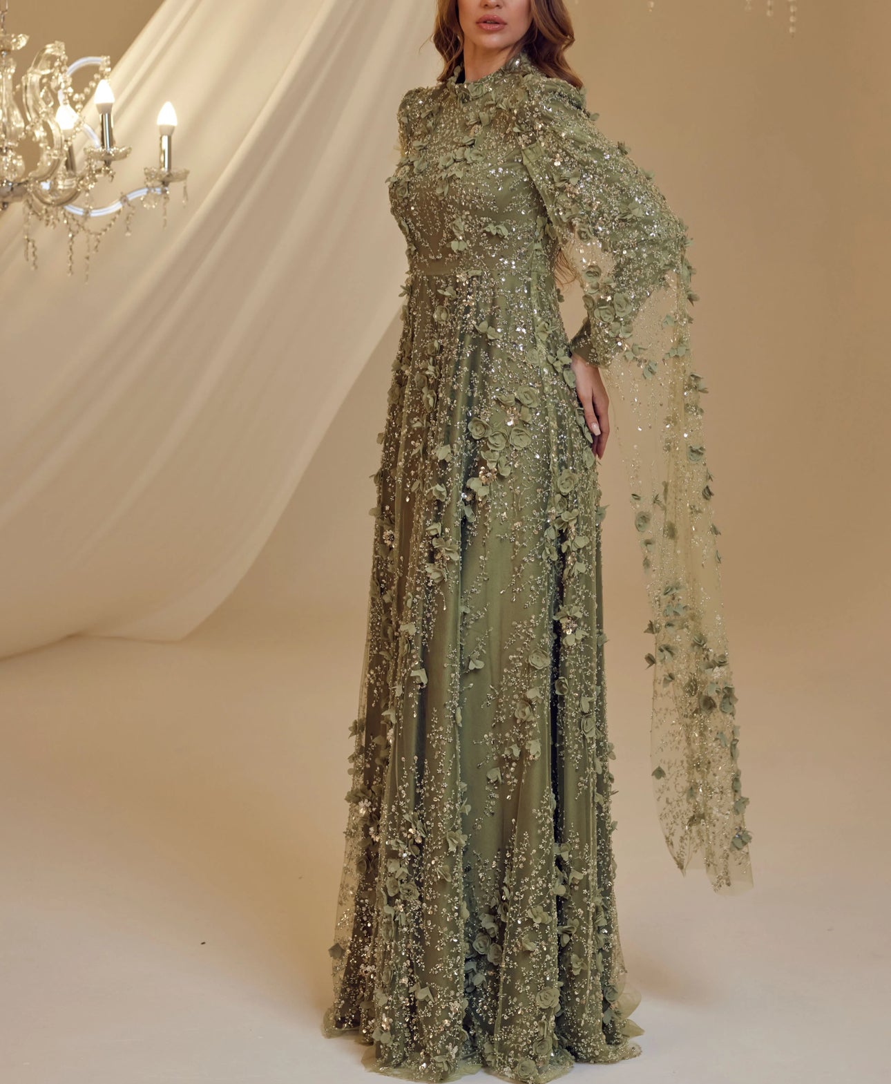 Green - Modest Evening Dress
